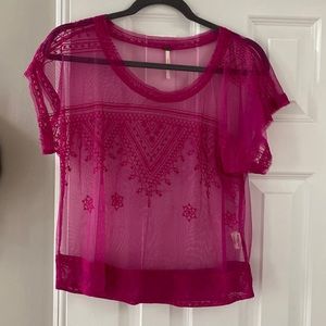 Free People sheer short sleeve top